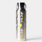 パステルカラーの鳥柄 ウォーターボトル (正面)