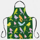 パステルカラーの鳥柄 エプロン (正面)