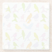 パステルカラーの鳥柄 ガラスコースター (裏面)