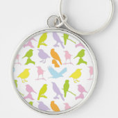 パステルカラーの鳥柄 キーホルダー (正面)