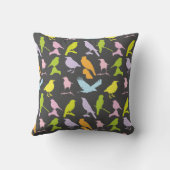 パステルカラーの鳥柄 クッション (裏面)