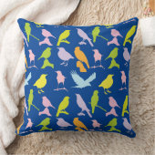 パステルカラーの鳥柄 クッション (ブランケット)