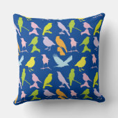 パステルカラーの鳥柄 クッション (裏面)