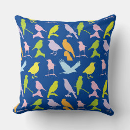 パステルカラーの鳥柄 クッション