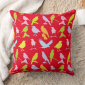 パステルカラーの鳥柄 クッション (ブランケット)