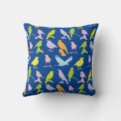 パステルカラーの鳥柄 クッション (裏面)