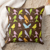 パステルカラーの鳥柄 クッション (ブランケット)