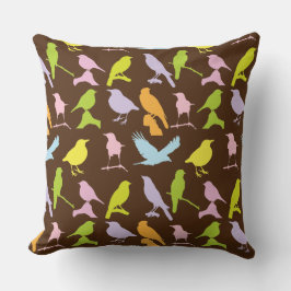 パステルカラーの鳥柄 クッション