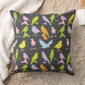 パステルカラーの鳥柄 クッション (ブランケット)