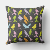 パステルカラーの鳥柄 クッション (裏面)