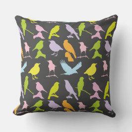 パステルカラーの鳥柄 クッション
