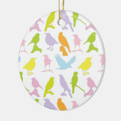 パステルカラーの鳥柄 セラミックオーナメント (左)