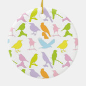 パステルカラーの鳥柄 セラミックオーナメント (裏面)