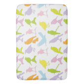 パステルカラーの鳥柄 バスマット (正面縦)