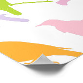 パステルカラーの鳥柄 ポスター (角)