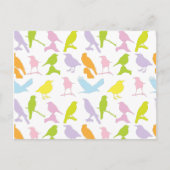 パステルカラーの鳥柄 ポストカード (正面)