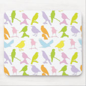 パステルカラーの鳥柄 マウスパッド (正面)