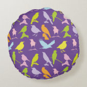パステルカラーの鳥柄 ラウンドクッション (裏面)