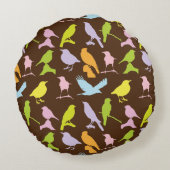パステルカラーの鳥柄 ラウンドクッション (裏面)
