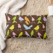 パステルカラーの鳥柄 ランバークッション (ブランケット)