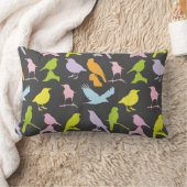 パステルカラーの鳥柄 ランバークッション (ブランケット)