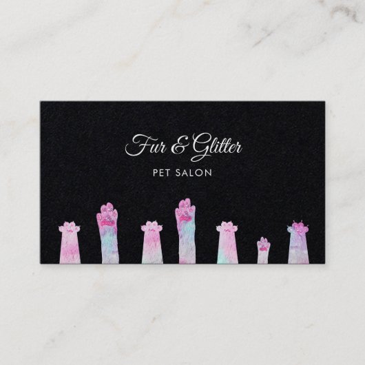 パステルカラーの黒い毛皮の足 名刺 (正面)