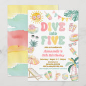 パステルカラーの5つのプールパーティー招待状 招待状 (正面/裏面)