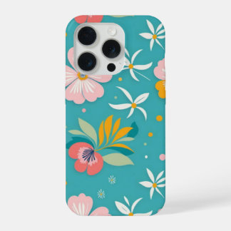 パステルカラーを用いたフローラルパターン iPhone 15 PROケース