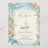 パステルカラーアンダーザシーベビーシャワー招待状 招待状 (正面/裏面)