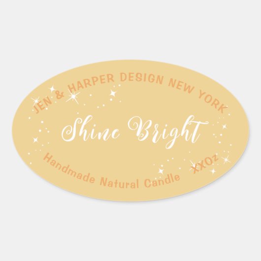 パステルカラーイエロー製品の包装ラベル 楕円形シール (正面)