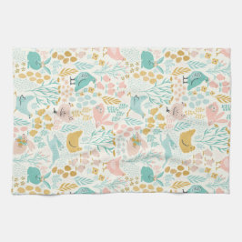 パステルカラーイースターシンボルパターン キッチンタオル