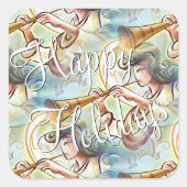 パステルカラーエンジェルとトランペット スクエアシール (正面)