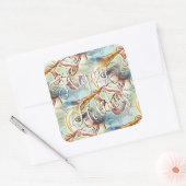 パステルカラーエンジェルとトランペット スクエアシール (封筒)