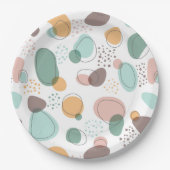 パステルカラーオーガニックシェイプシームレスパターン ペーパープレート (正面)
