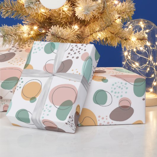 パステルカラーオーガニックシェイプシームレスパターン ラッピングペーパー (クリスマス)