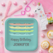 パステルカラーカヤックオンティール(緑がかった色) パーソナライズされた ペーパープレート (パーティー)