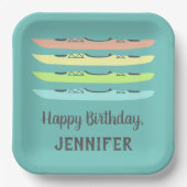 パステルカラーカヤックオンティール(緑がかった色) パーソナライズされた ペーパープレート (正面)