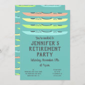 パステルカラーカヤックカヤックをテーマにしたパーティー 招待状 (正面/裏面)