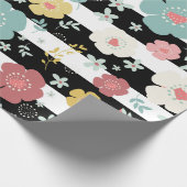 パステルカラーカラフルフラワーズ&ストライプパタン ラッピングペーパー (角)