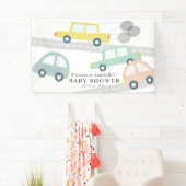 パステルカラーカーバルーン白ベビーシャワー 横断幕 (インサイチュ)