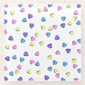 パステルカラーキャンディハート ガラスコースター (正面)