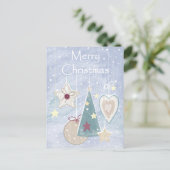 パステルカラークリスマスツリースターとハート ポストカード (スタンド正面)