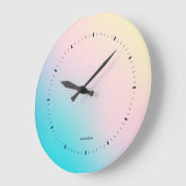 パステルカラーグラデーションブルーピンクとイエロー ラージ壁時計 (傾斜)