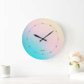 パステルカラーグラデーションブルーピンクとイエロー ラージ壁時計 (ホーム)