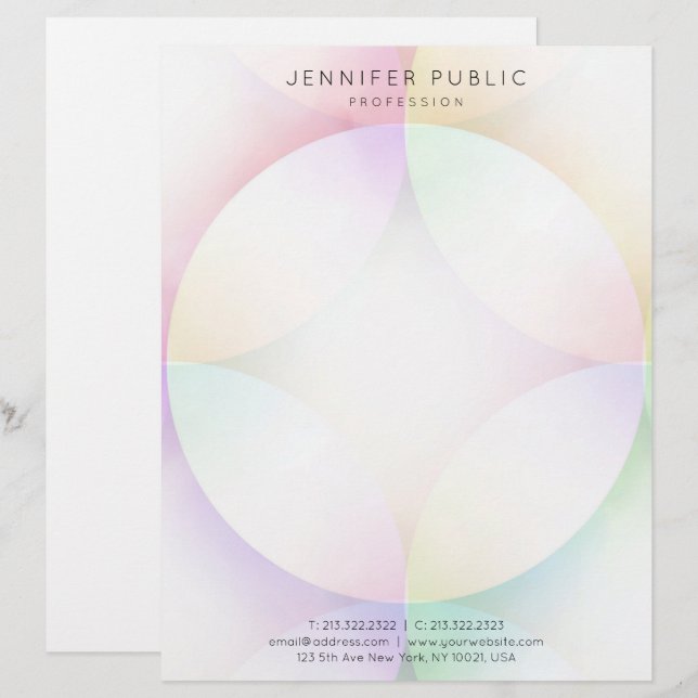 パステルカラーシンプルモダンエレガントテンプレート レターヘッド (正面/裏面)