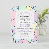 パステルカラージオメトリックウェディング招待状 招待状 (スタンド正面)