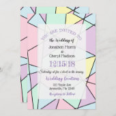 パステルカラージオメトリックウェディング招待状 招待状 (正面/裏面)