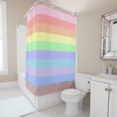 パステルカラーストライプシャワーカーテンのレインボー シャワーカーテン (インサイチュ)
