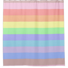 パステルカラーストライプシャワーカーテンのレインボー シャワーカーテン