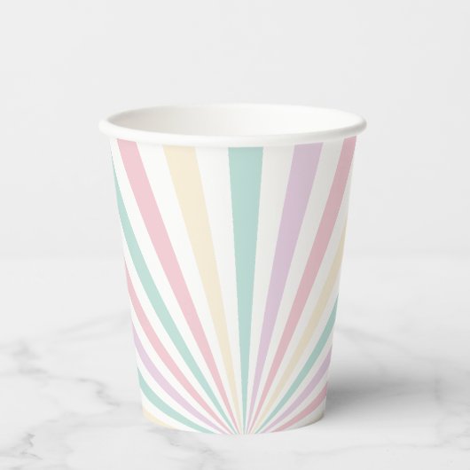 パステルカラーストライプズサーカス子供の誕生日 紙コップ (正面)